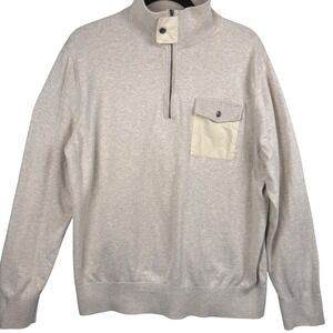 Banana‎ Republic Sweater Mens XL Mock Neck Half Zip Pullover Long Sleeve Ivory